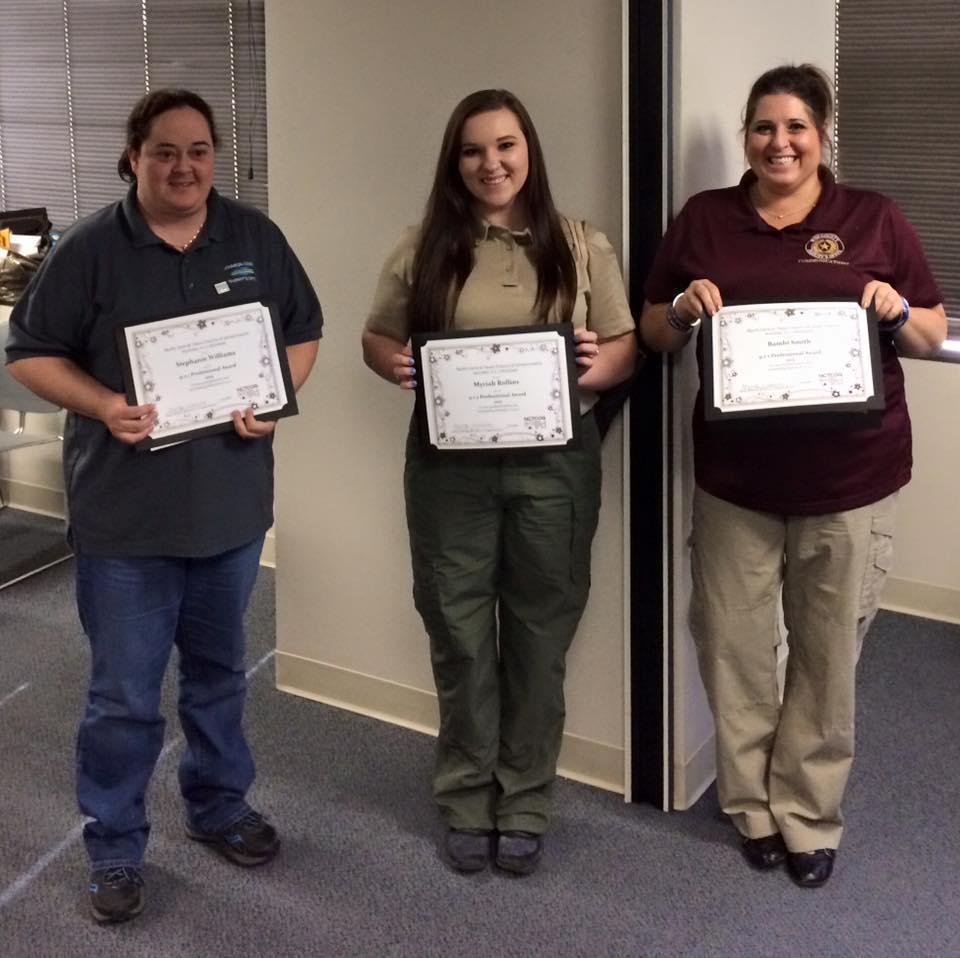 Stephanie Williams with Johnson County Sheriff's Office, Myriah Rollins with Navarro County Sheriff's Office, and Bambi Smith with Wise County Sheriff's Office