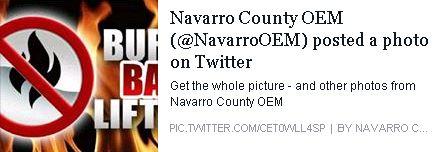 Burn Ban Lifted: Link to the Navarro County OEM Twitter page
